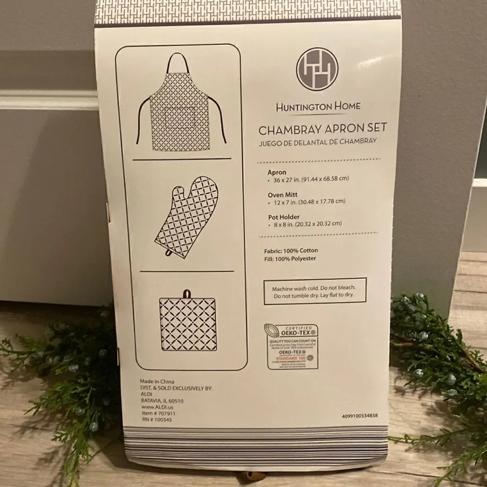 Huntington Home 3 Piece Apron Potholder Set